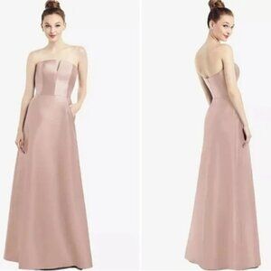 Alfred Sung Strapless Notch Bridesmaid Dress Toasted Sugar D774 NWT Size 2R